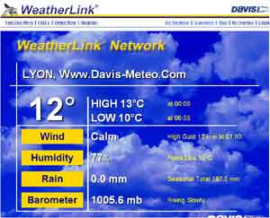 page d'accueil météo du site www.weatherlink.com